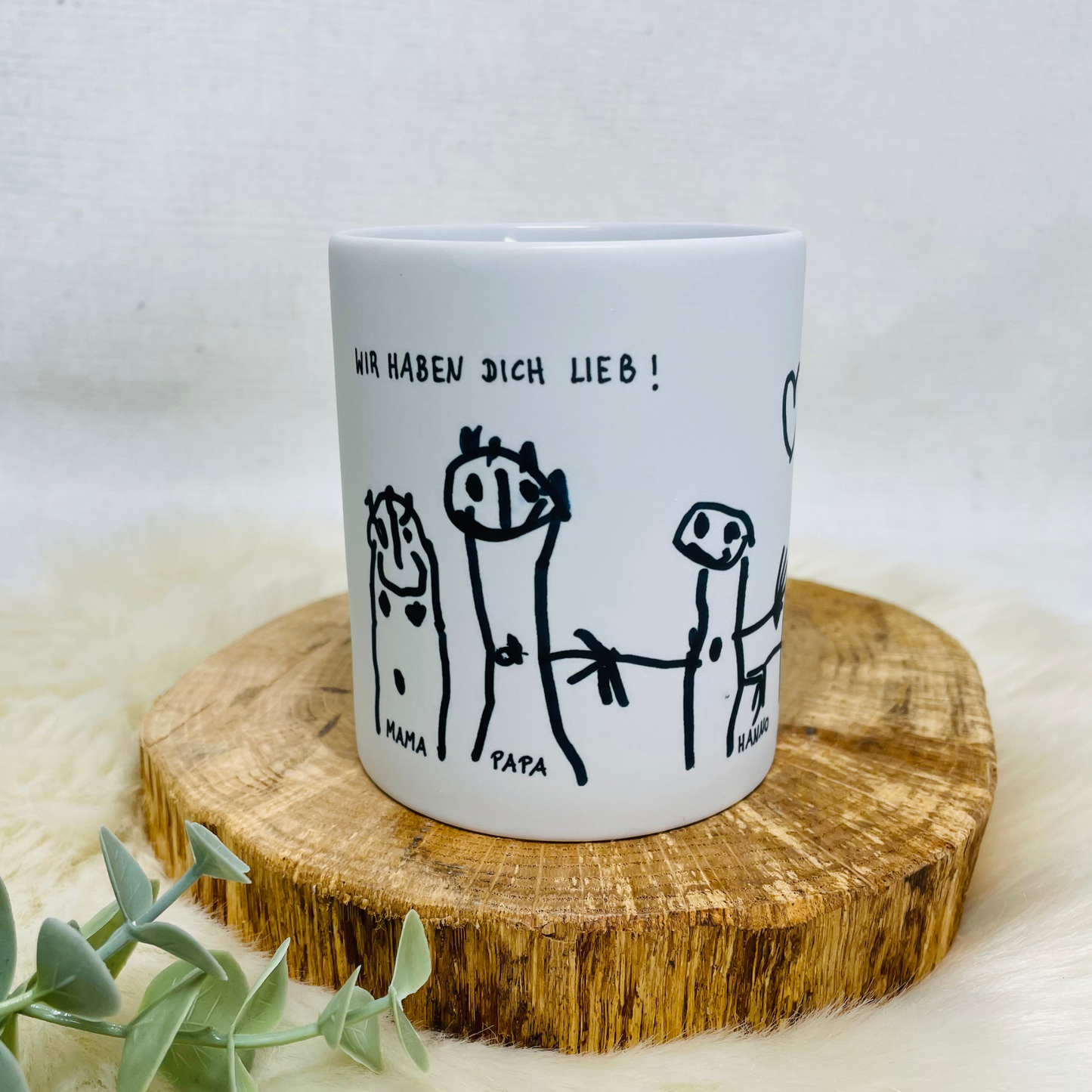 Becher Tasse personalisiert mit eigener Zeichnung oder Bild - persönliches Geschenk für Oma, Opa, Papa, Tante oder Erzieherin