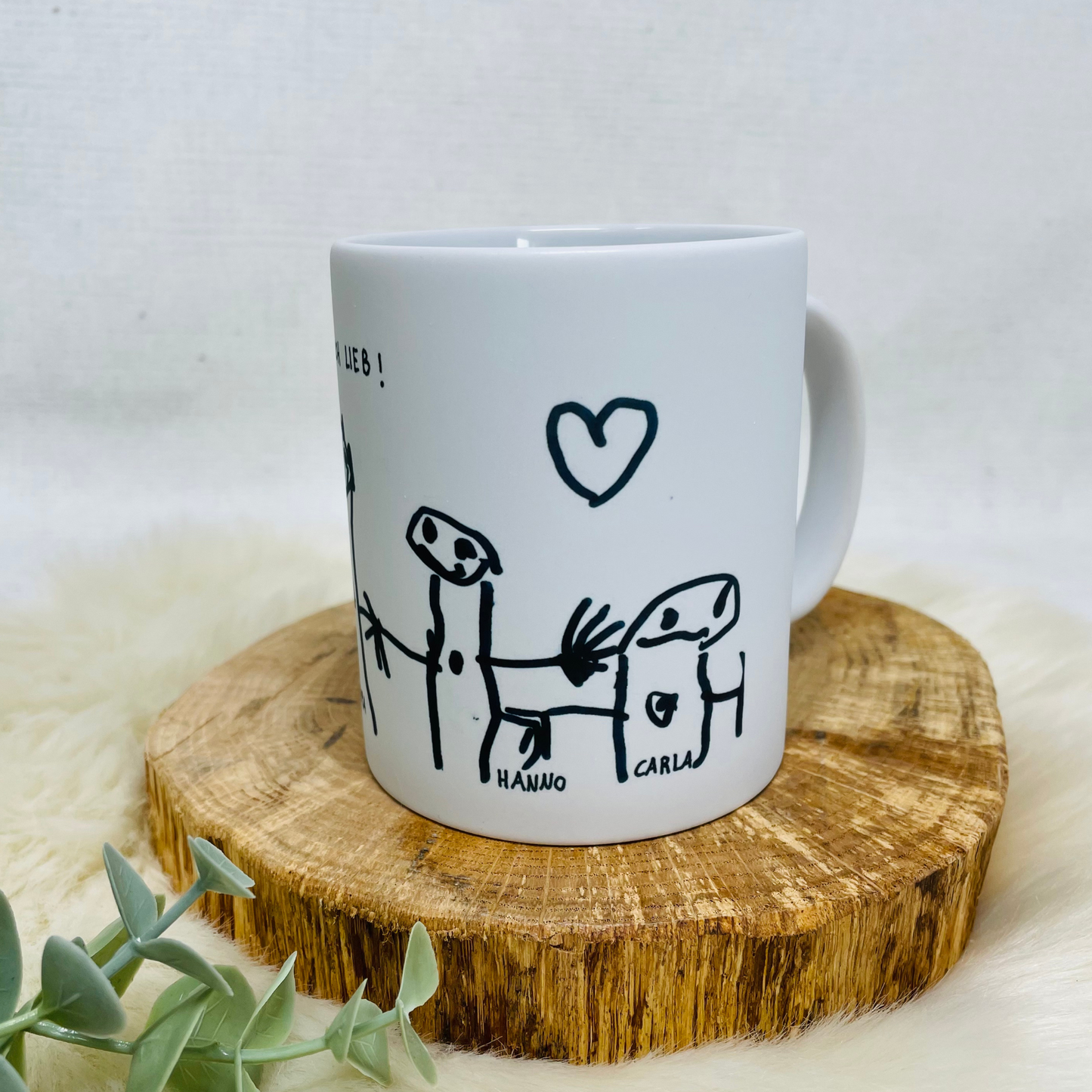 Becher Tasse personalisiert mit eigener Zeichnung oder Bild - persönliches Geschenk für Oma, Opa, Papa, Tante oder Erzieherin