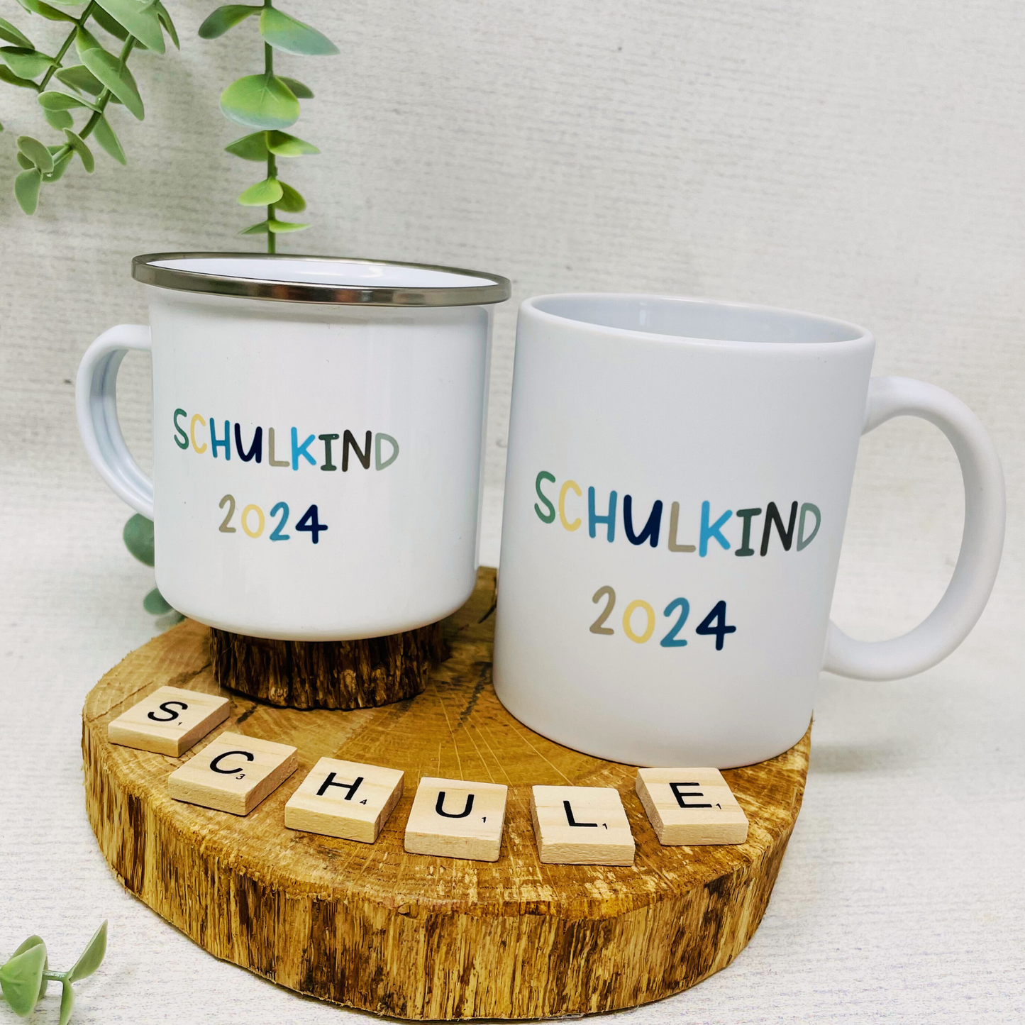 Geschenk zum Schulanfang - Emailletasse zur Einschulung - Schulkind 2025