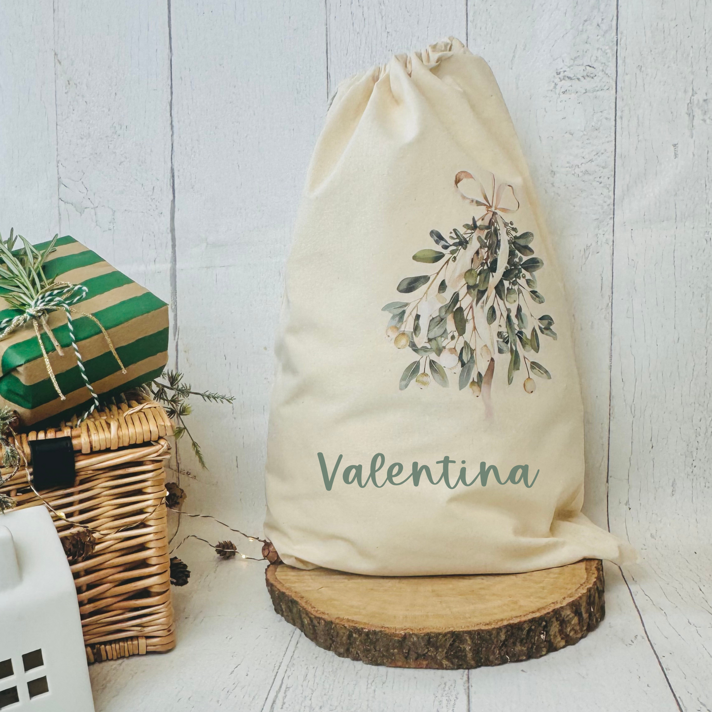 Baumwoll-Säckchen Natural personalisiert für Nikolaus & Weihnachten – Alternative Geschenkverpackung
