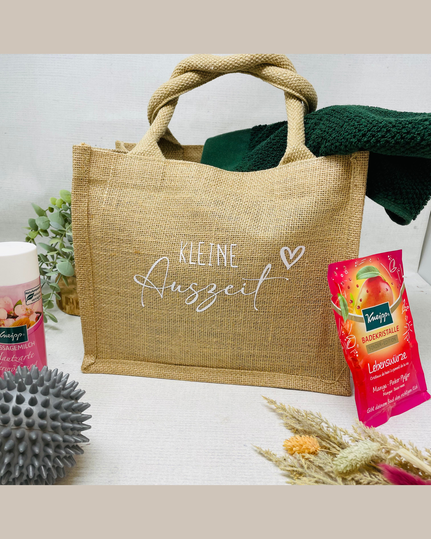 Jutetasche „Kleine Auszeit“ – perfekte Geschenkidee für Frauen, Mamas & Freundinnen