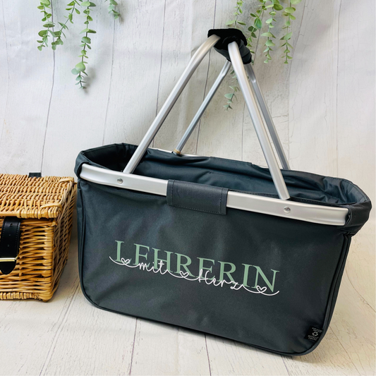 Personalisierter Einkaufskorb "Lehrerin mit Herz" – Ein persönliches Geschenk für besondere Lehrkräfte