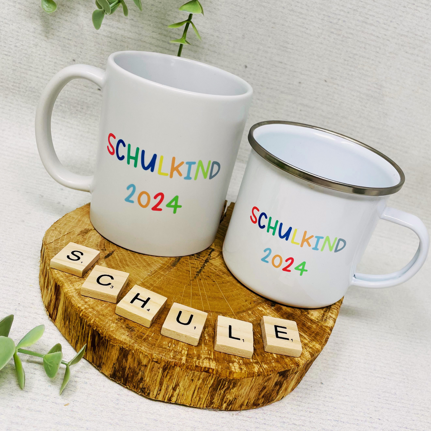 Geschenk zum Schulanfang - Emailletasse zur Einschulung - Schulkind 2025