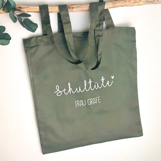 Baumwolltasche Stofftasche Schultüte für die Lehrerin / den Lehrer - verschiedene Farben - personalisiert - Geschenk Einschulung - Prüfung