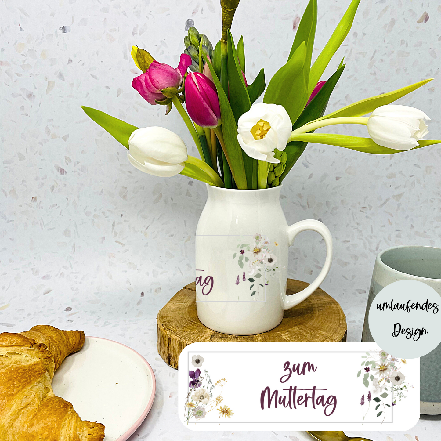 Personalisierte Vase - Blumenvase – Geschenk Muttertag – Geschenk Geburtstag – Geschenke für Frauen – Design Wildblumen