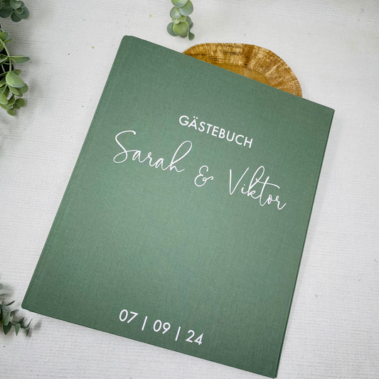 Geschenk zur Hochzeit - Gästebuch aus Leinen - DinA4 - DIY Geschenk - für Fotos und eigene Texte