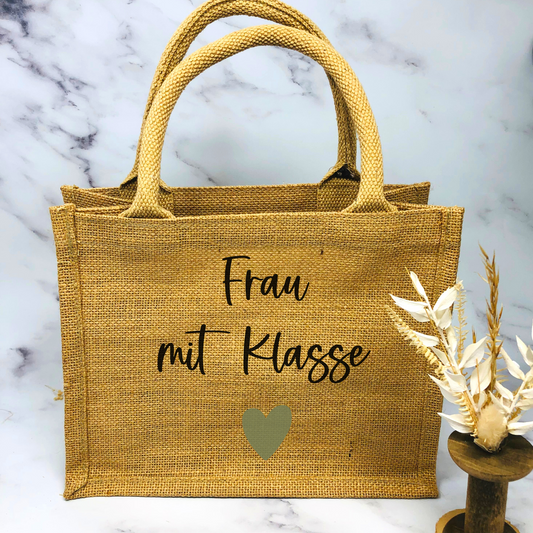 Kleine personalisierte Jutetasche - Nachhaltige Geschenkidee für Lehrerinnen mit Klasse