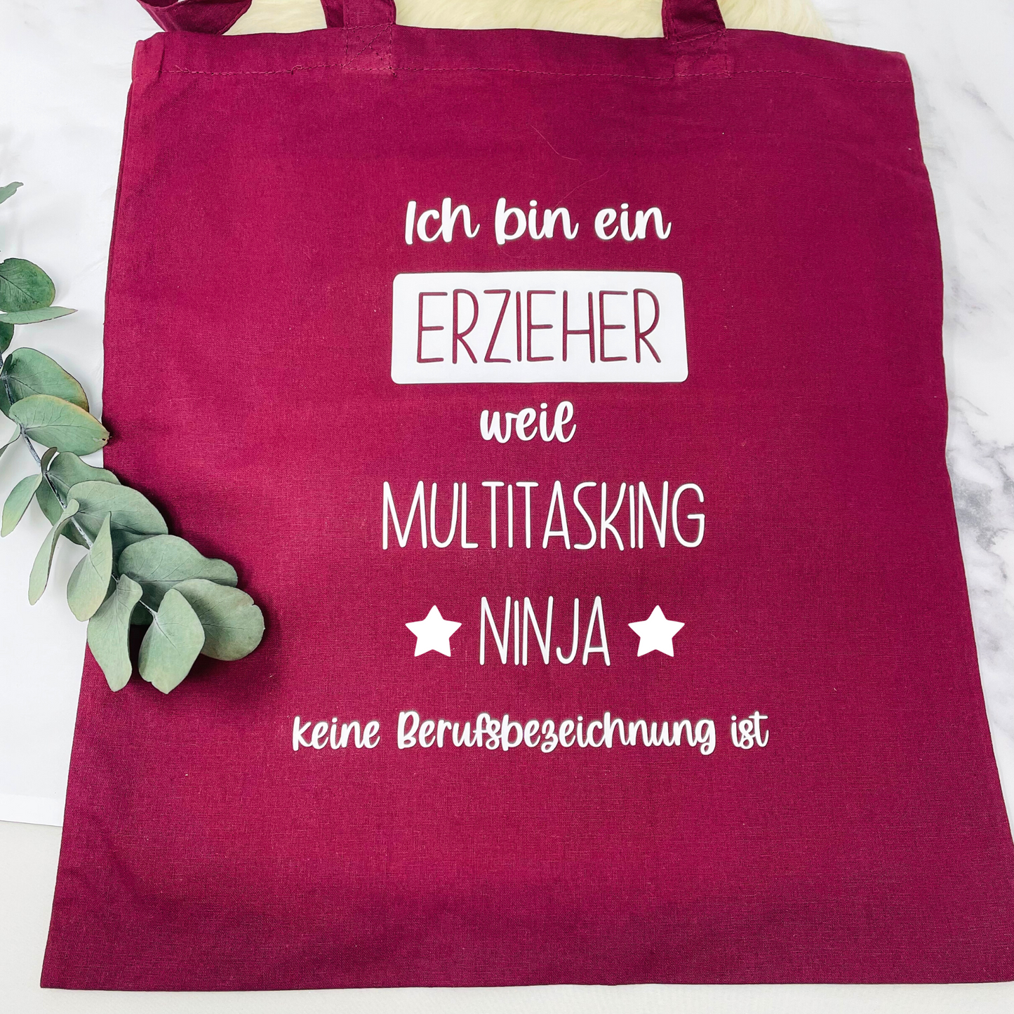 Baumwolltasche Stofftasche für die Erzieherin - dunkelblau - Dankeschön - Abschiedsgeschenk Kita