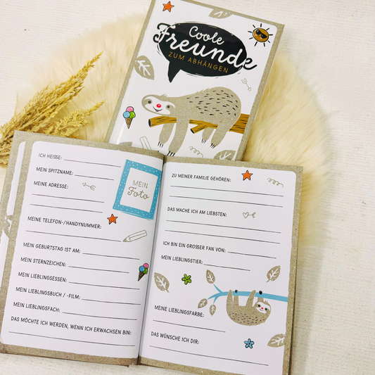 Freundebuch Faultier - Geschenk zur Einschulung