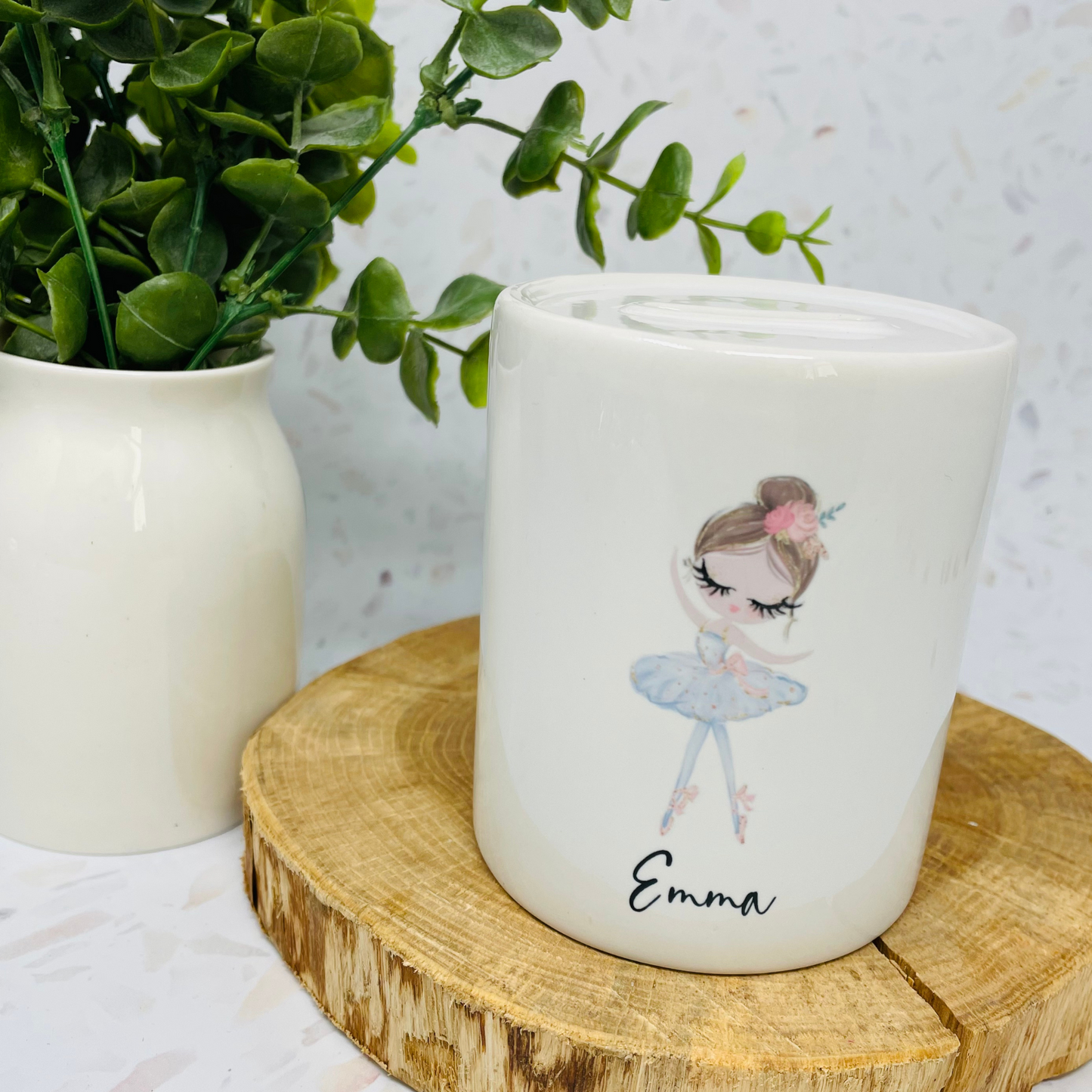 Spardose mit Name - personalisiert - Einschulung Geburt - 6 Ballerinas zur Auswahl Aquarell