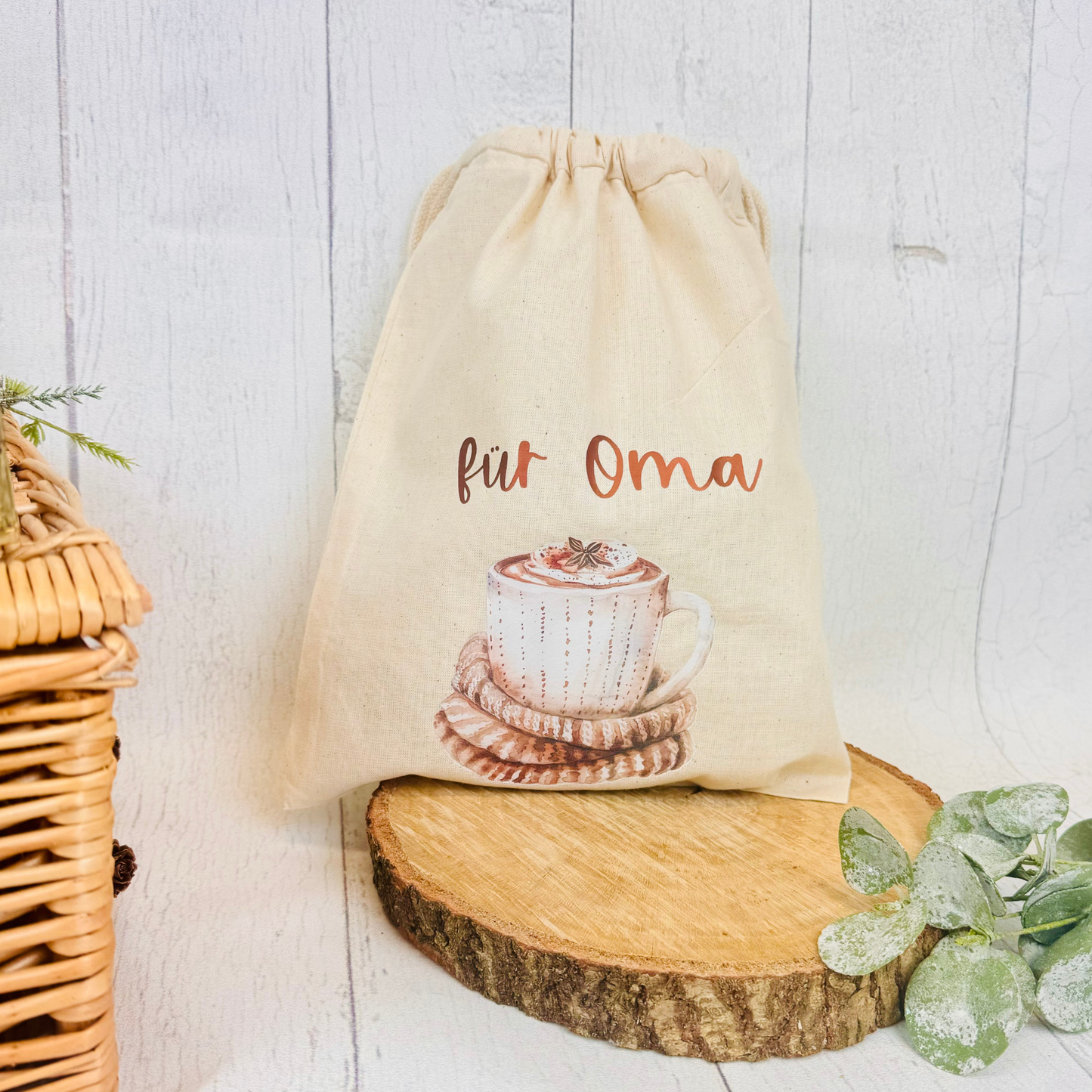 Baumwoll-Säckchen Natural personalisiert für Nikolaus & Weihnachten – Alternative Geschenkverpackung