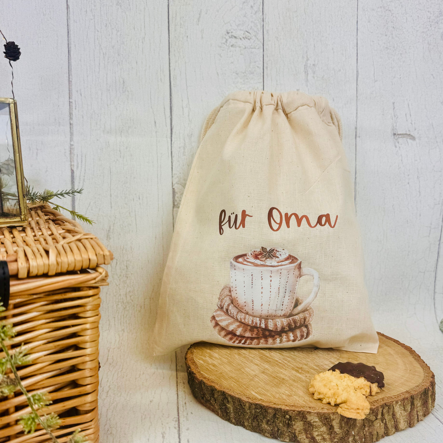 Baumwoll-Säckchen Natural personalisiert für Nikolaus & Weihnachten – Alternative Geschenkverpackung