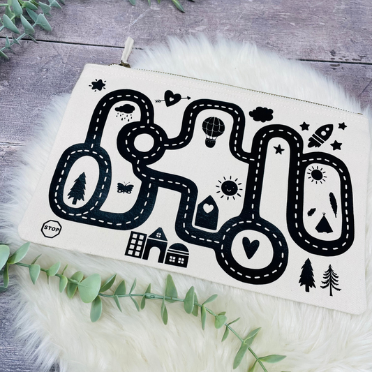 Canvas Beutel - Autorennen - Straßen Design - Beschäftigung Kinder - Restaurant Besuch - natur - black