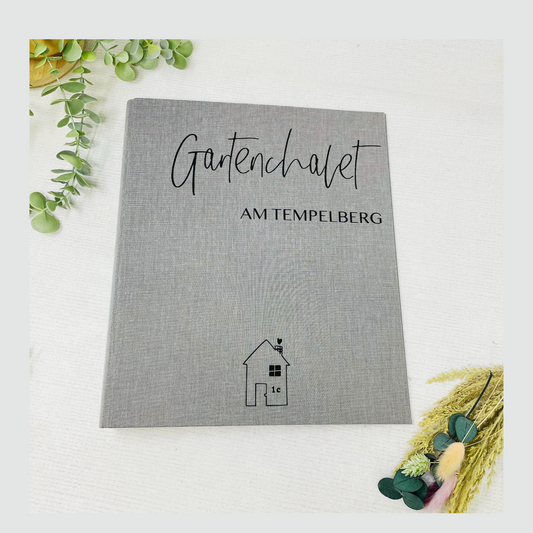 Geschenk Richtfest oder zum Einzug - Leinenordner Hausbau mit Hausnummer