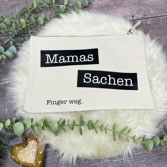 Beutel Canvas für Mamas Sachen - Geschenk Muttertag Geburtstag - natur - black