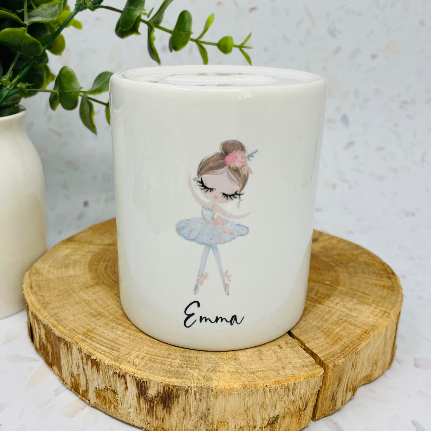 Spardose mit Name - personalisiert - Einschulung Geburt - 6 Ballerinas zur Auswahl Aquarell