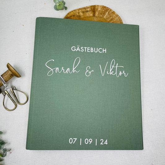 Geschenk zur Hochzeit - Gästebuch aus Leinen - DinA4 - DIY Geschenk - für Fotos und eigene Texte