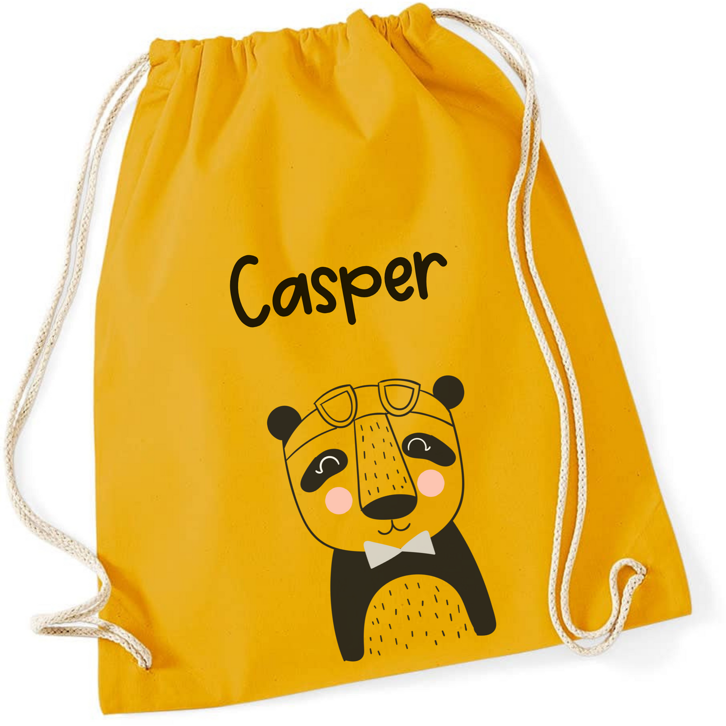 Turnbeutel Kita Kindergarten Stofftasche mit Name personalisiert mit süßen Tieren -  Wechselwäsche, Stoffbeutel personalisiert