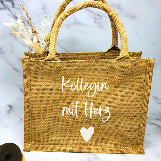 Personalisierte Jutetasche „Kollegin mit Herz“ – Das perfekte Abschiedsgeschenk