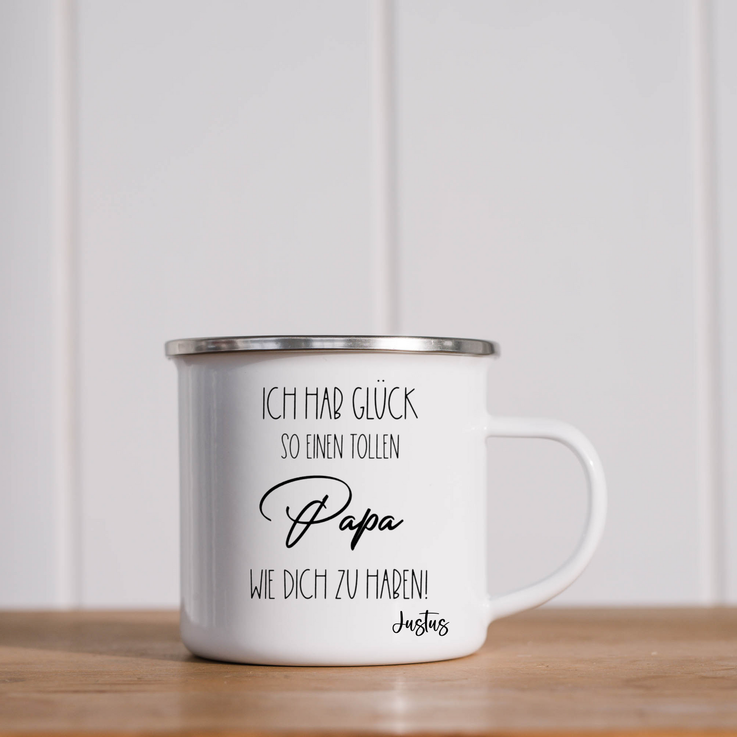 Tasse bester Papa Vatertag Geburtstag Homeoffice - Kaffeetasse Emaille Becher Papa Glück
