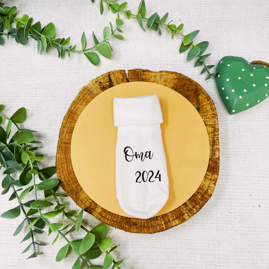 Schwangerschaft verkünden - Babysocken bedruckt - mit oder ohne Geschenkbox - Du wirst Oma Opa Tante Onkel 2025 2026