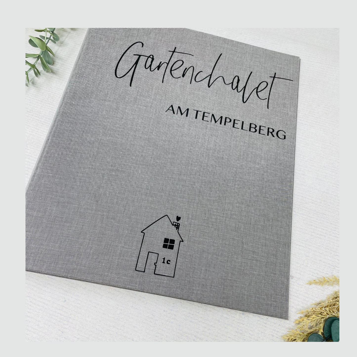 Geschenk Richtfest oder zum Einzug - Leinenordner Hausbau mit Hausnummer