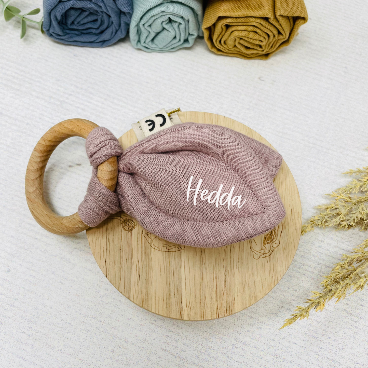 Personalisierter Beißring mit Knister-Hasenohr – Sanfte Hilfe beim Zahnen 🐰✨
