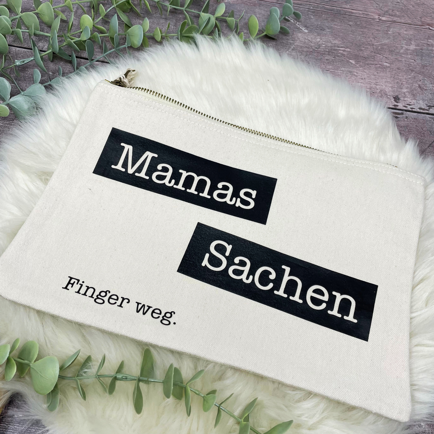 Beutel Canvas für Mamas Sachen - Geschenk Muttertag Geburtstag - natur - black