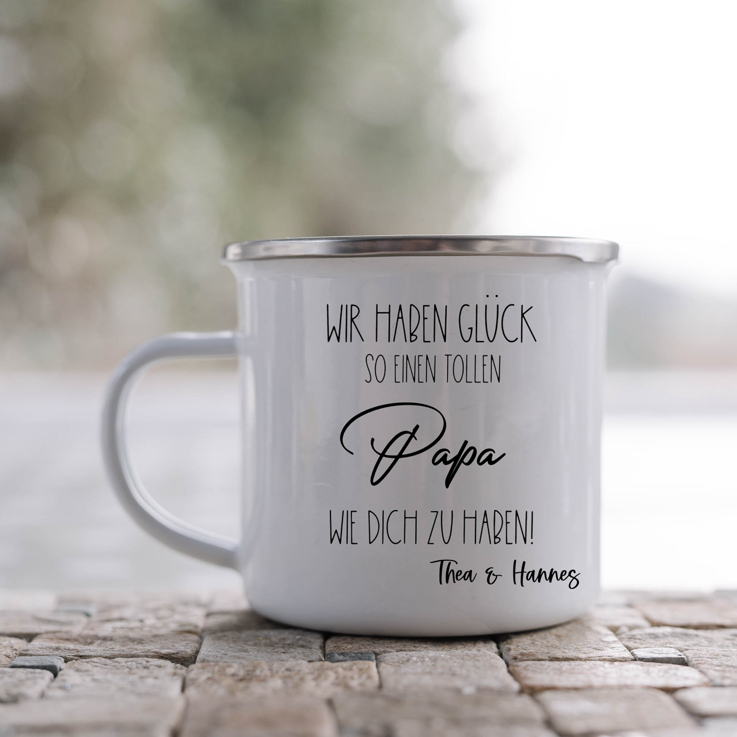 Tasse bester Papa Vatertag Geburtstag Homeoffice - Kaffeetasse Emaille Becher Papa Glück
