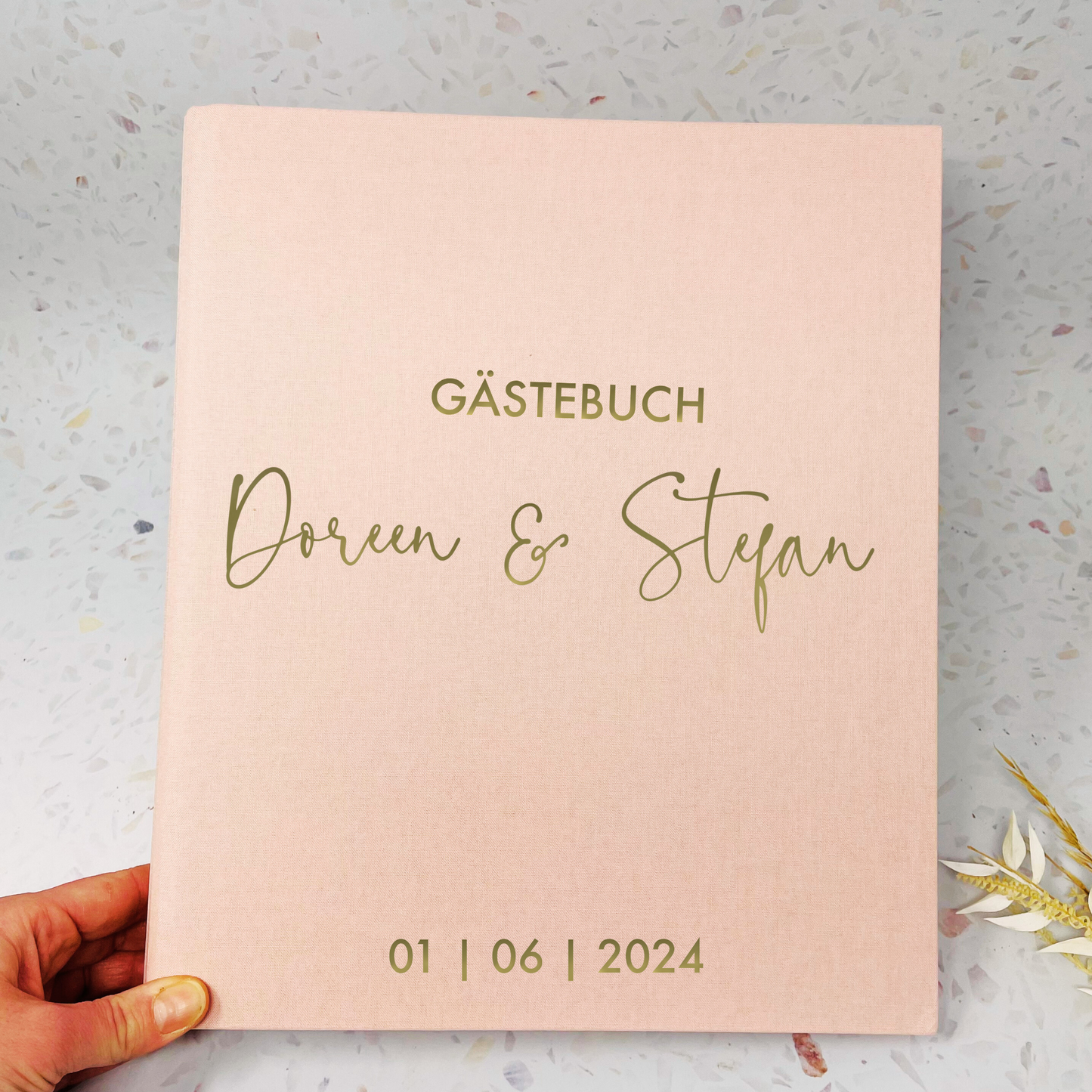 Geschenk zur Hochzeit - Gästebuch aus Leinen - DinA4 - DIY Geschenk - für Fotos und eigene Texte