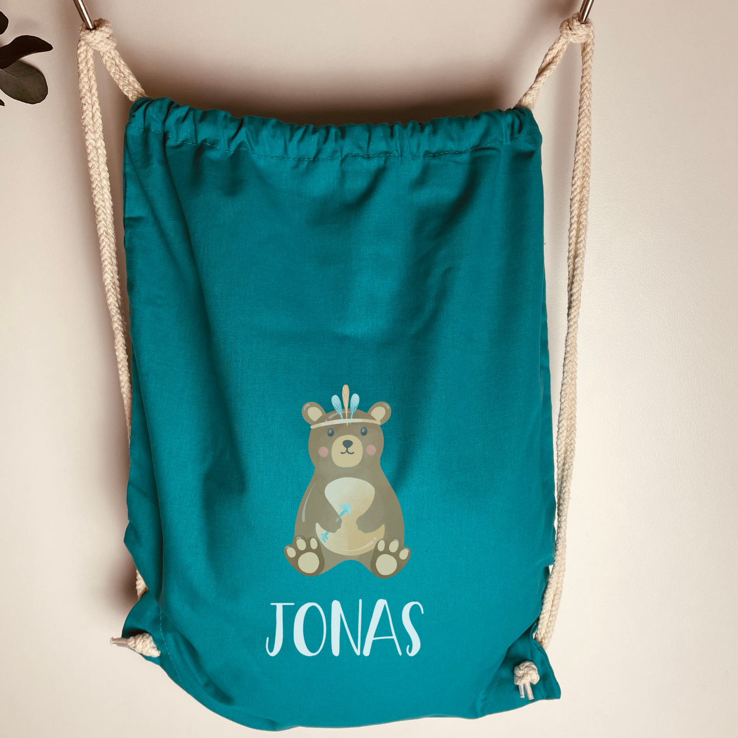 Turnbeutel Wechselwäsche Boho Fuchs oder Bär, Turnbeutel mit Namen personalisiert, Kindergarten, Wechselwäsche, Stoffbeutel personalisiert