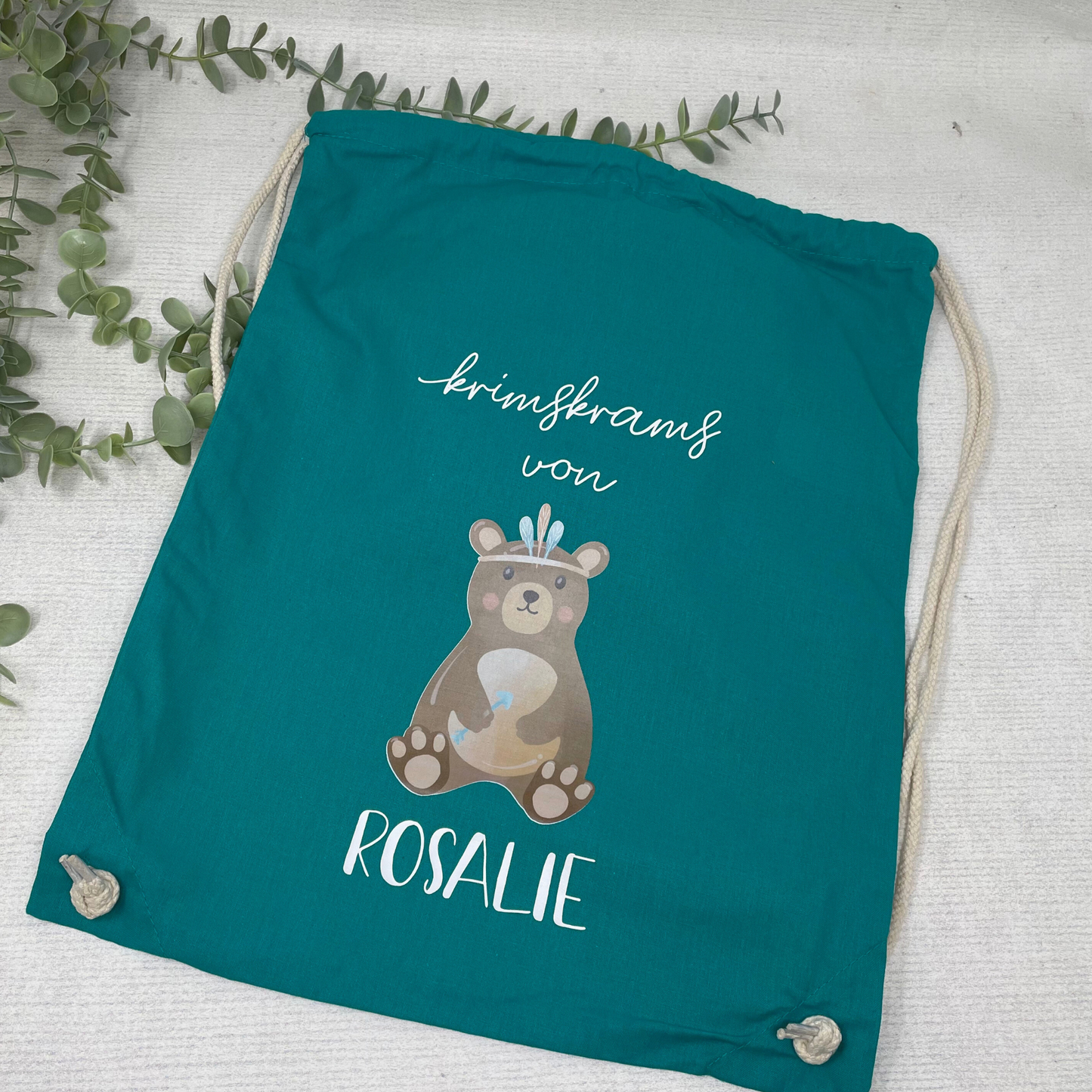 Turnbeutel Wechselwäsche Boho Fuchs oder Bär, Turnbeutel mit Namen personalisiert, Kindergarten, Wechselwäsche, Stoffbeutel personalisiert