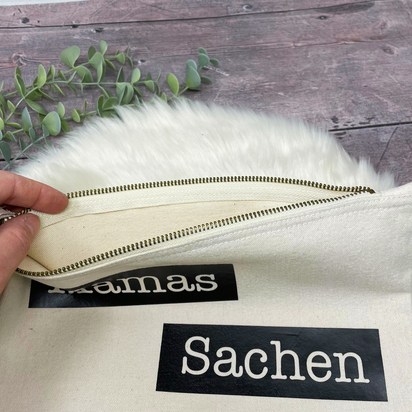 Beutel Canvas für Mamas Sachen - Geschenk Muttertag Geburtstag - natur - black