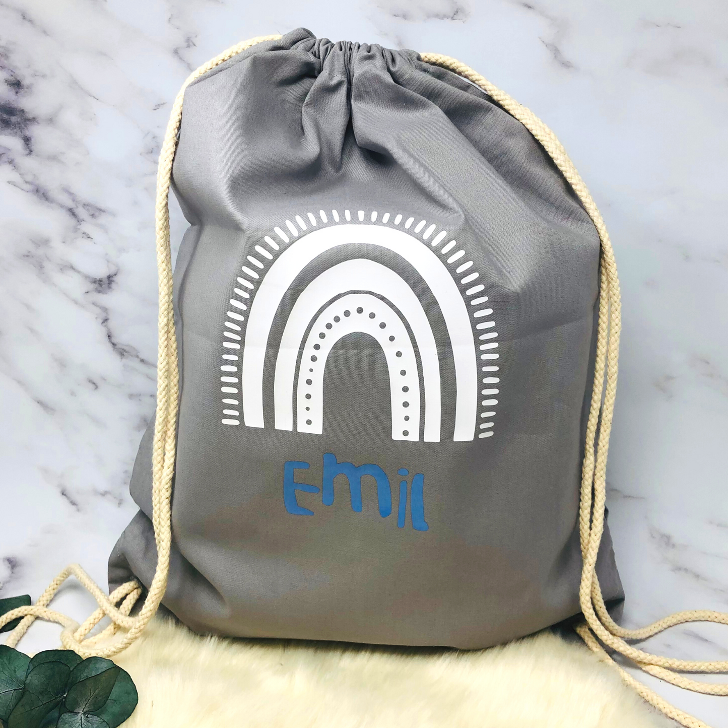 Turnbeutel Kita Kindergarten Stofftasche mit Name personalisiert Regenbogen