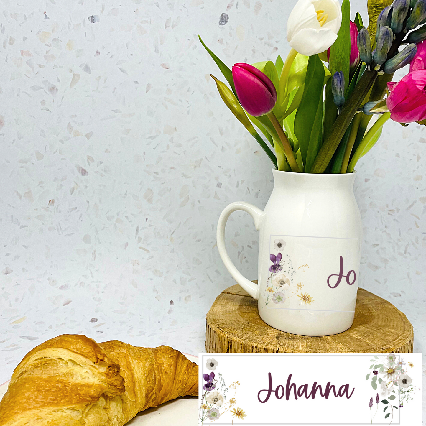 Personalisierte Vase - Blumenvase – Geschenk Muttertag – Geschenk Geburtstag – Geschenke für Frauen – Design Wildblumen