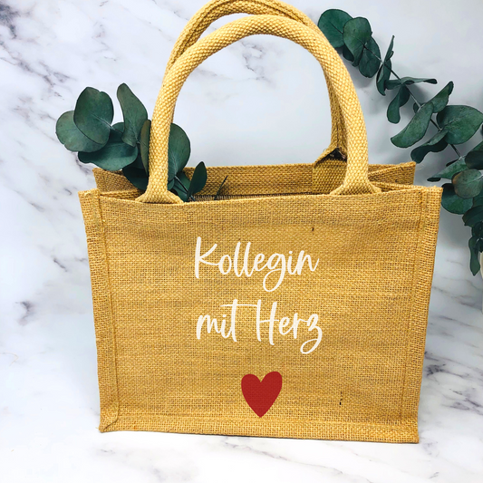 Personalisierte Jutetasche „Kollegin mit Herz“ – Das perfekte Abschiedsgeschenk