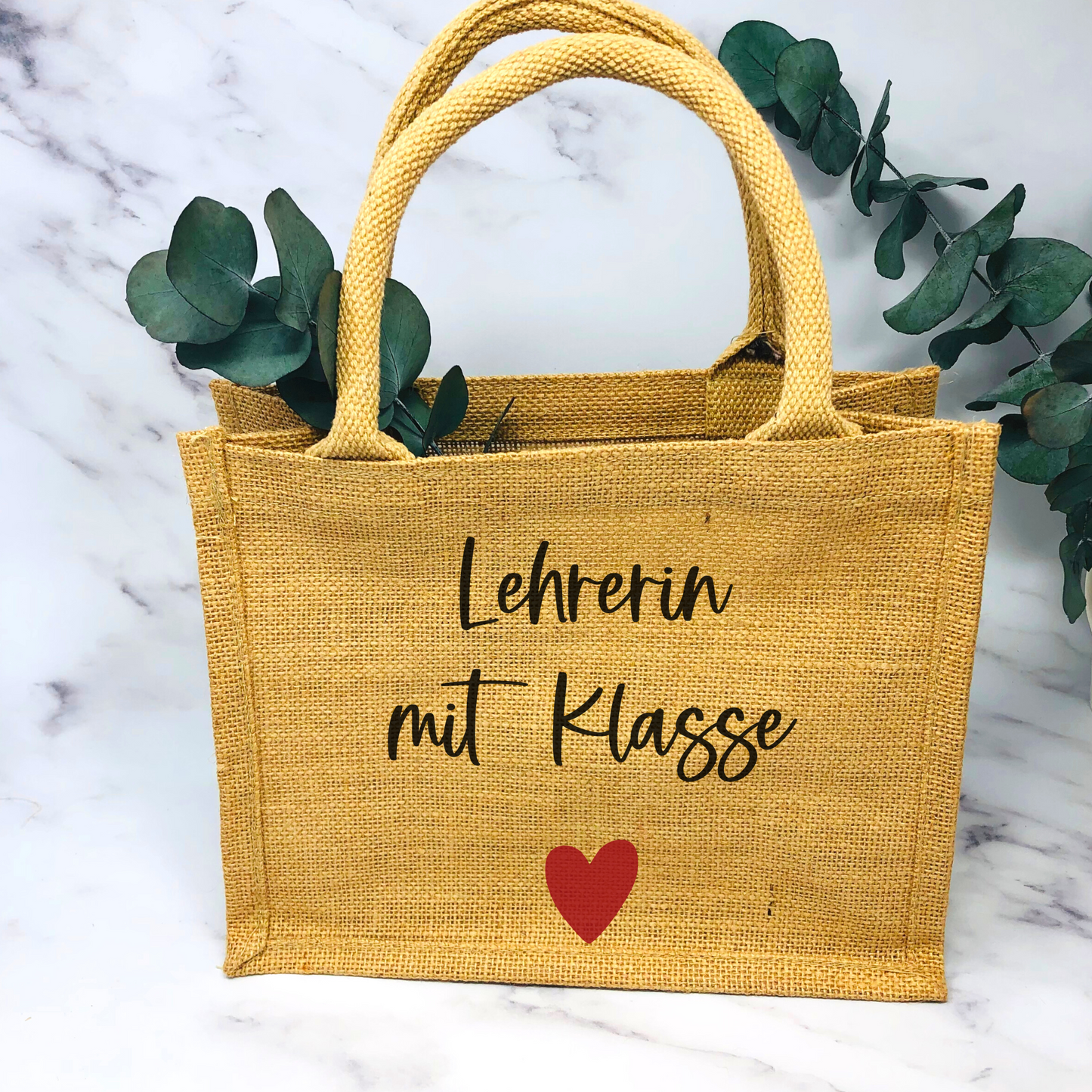 Kleine personalisierte Jutetasche - Nachhaltige Geschenkidee für Lehrerinnen mit Klasse