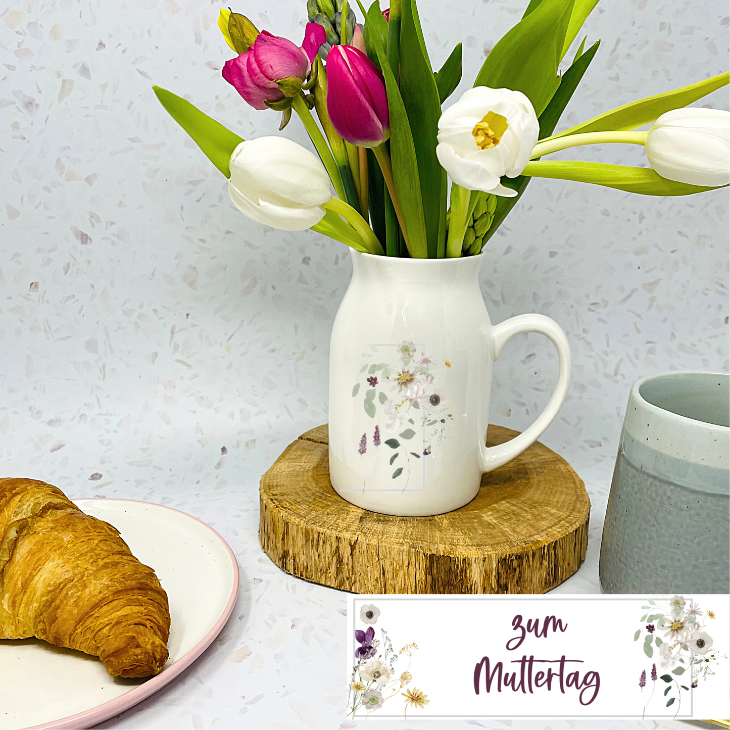 Personalisierte Vase - Blumenvase – Geschenk Muttertag – Geschenk Geburtstag – Geschenke für Frauen – Design Wildblumen