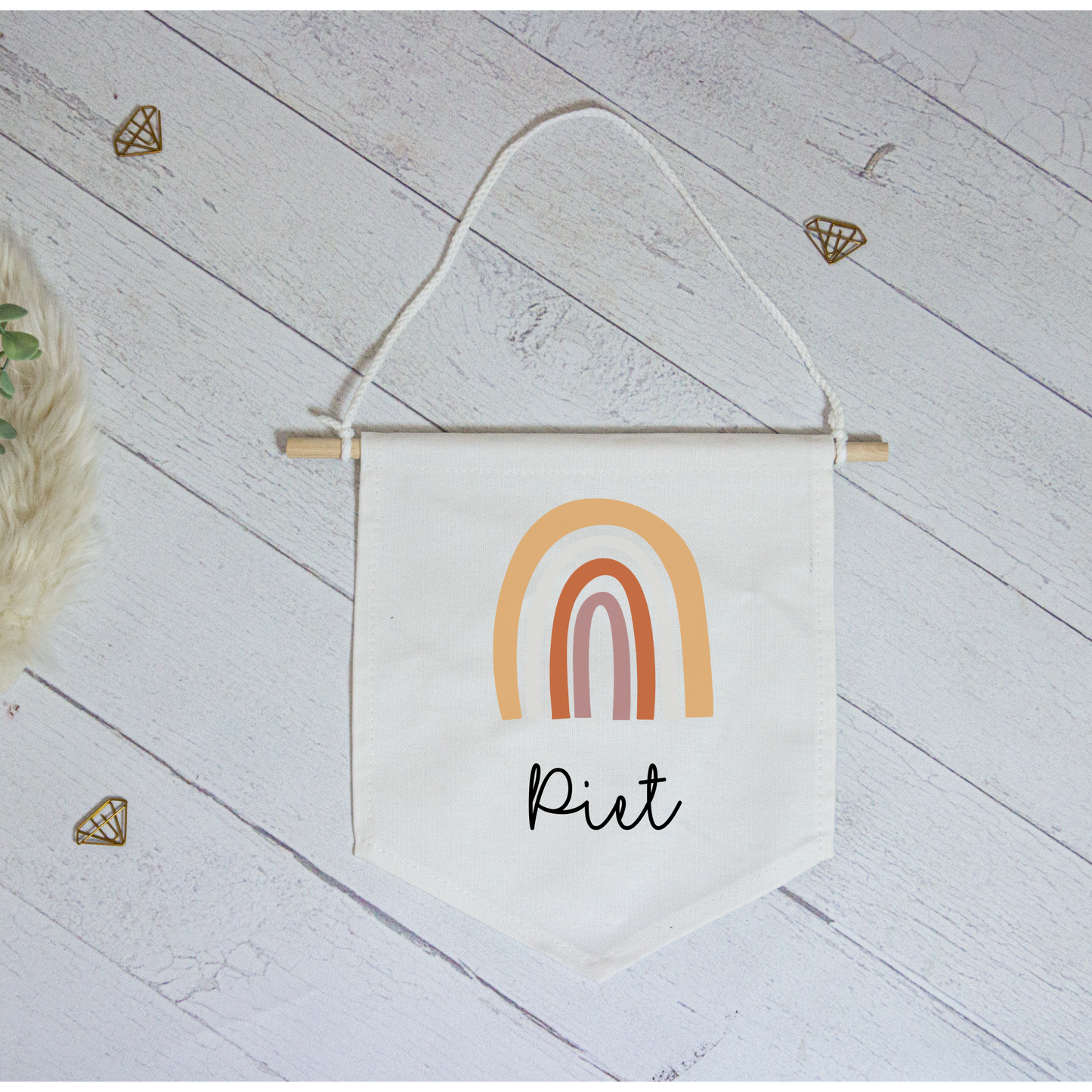 Kinderzimmer Deko Wimpel - personalisiert - Design: Regenbogen
