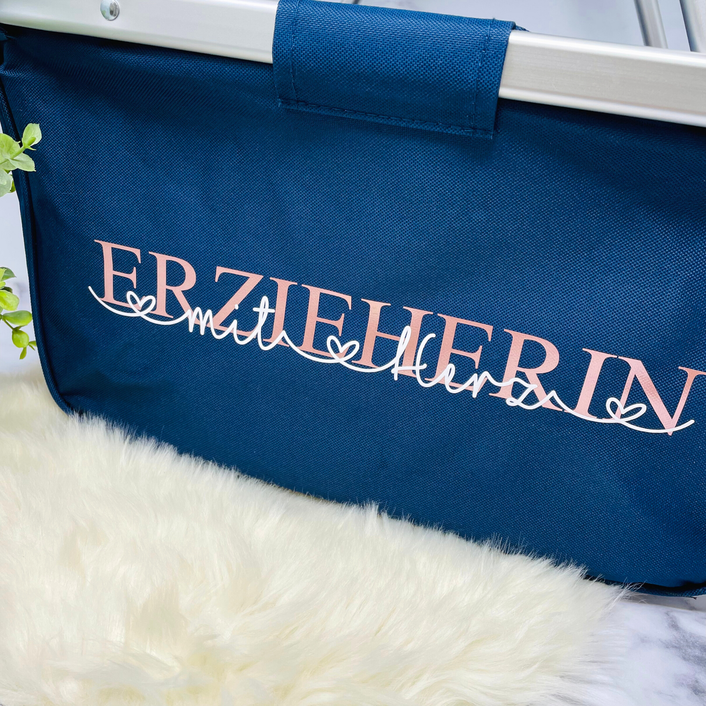 Toller Einkaufskorb für die "Erzieherin mit Herz" - Abschiedsgeschenk Kindergarten personalisiert - faltbar