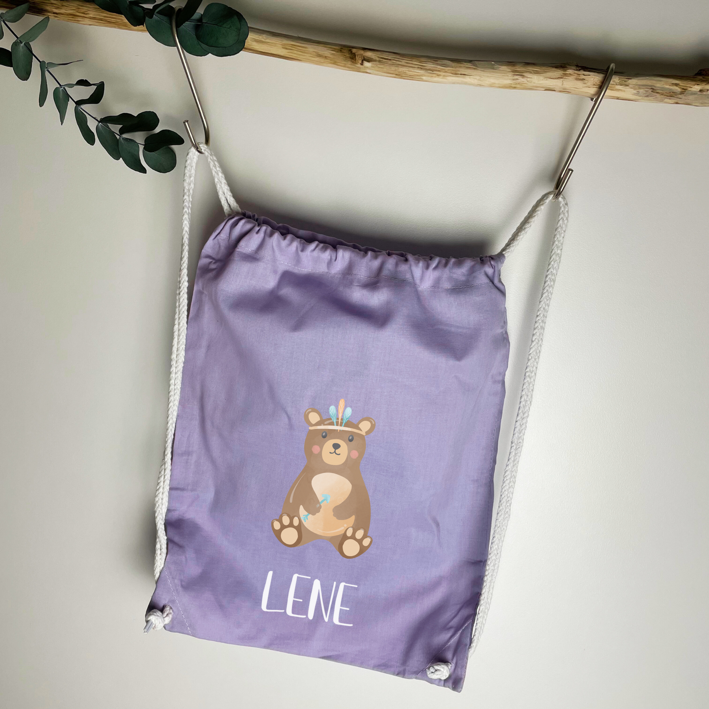 Turnbeutel Wechselwäsche Boho Fuchs oder Bär, Turnbeutel mit Namen personalisiert, Kindergarten, Wechselwäsche, Stoffbeutel personalisiert