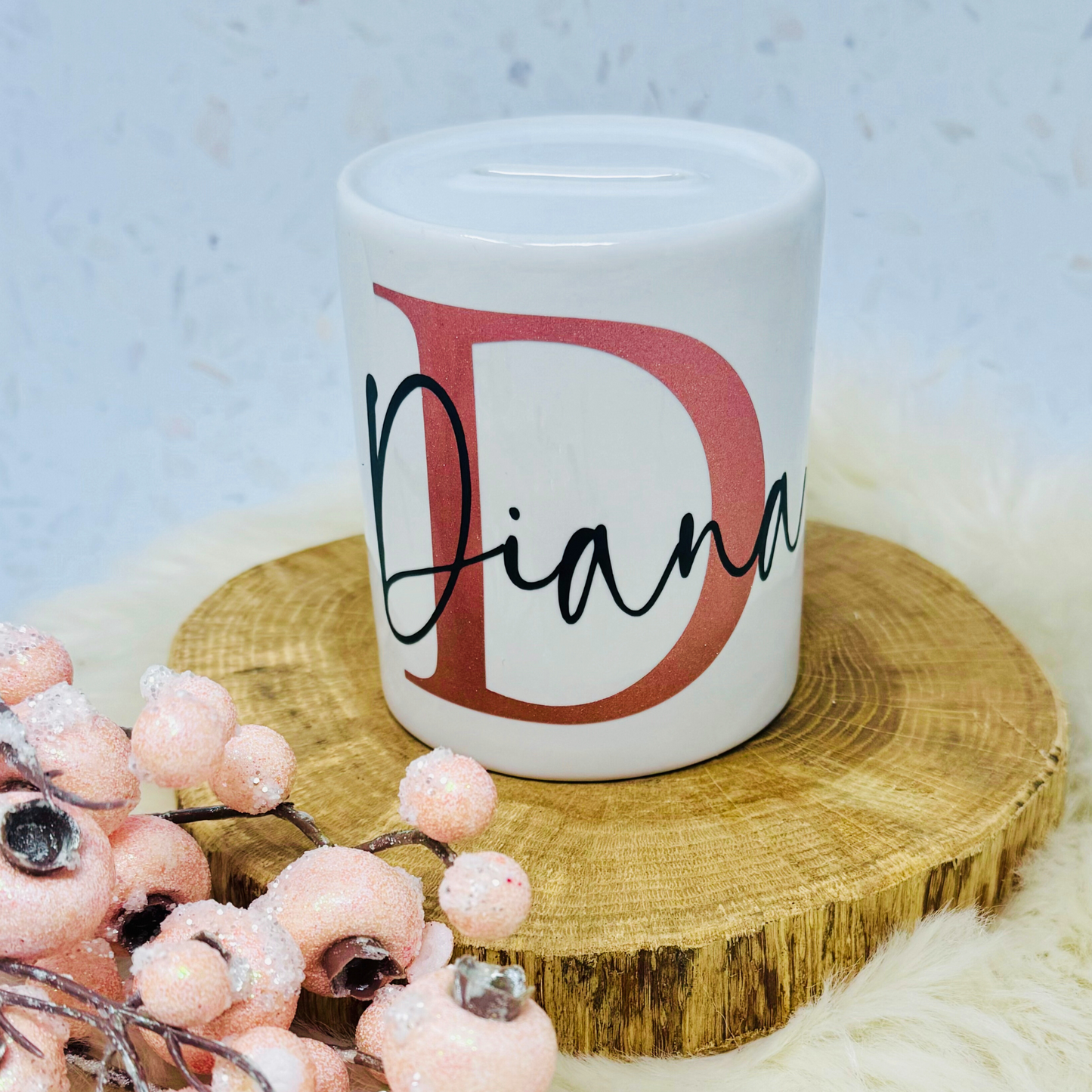Spardose Keramik personalisiert - für Kinder, als Trinkgeldkasse, Geschenkidee Schulanfang, Initial und Name