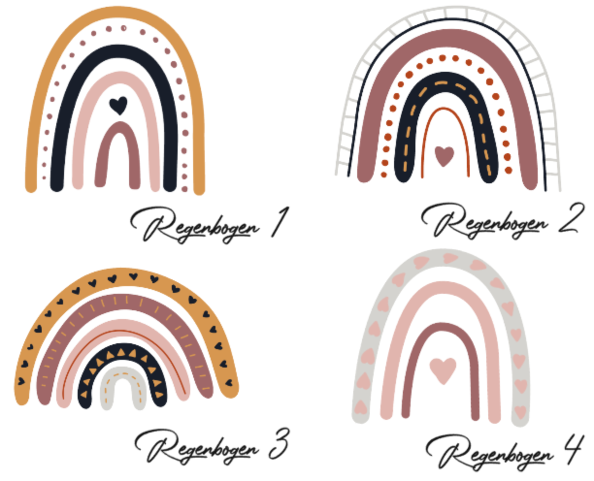 Schmuckschatulle Etui Mädchen - personalisiert mit Namen und Regenbogen- Geschenk Kommunion Einschulung Geburtstag - altweiß