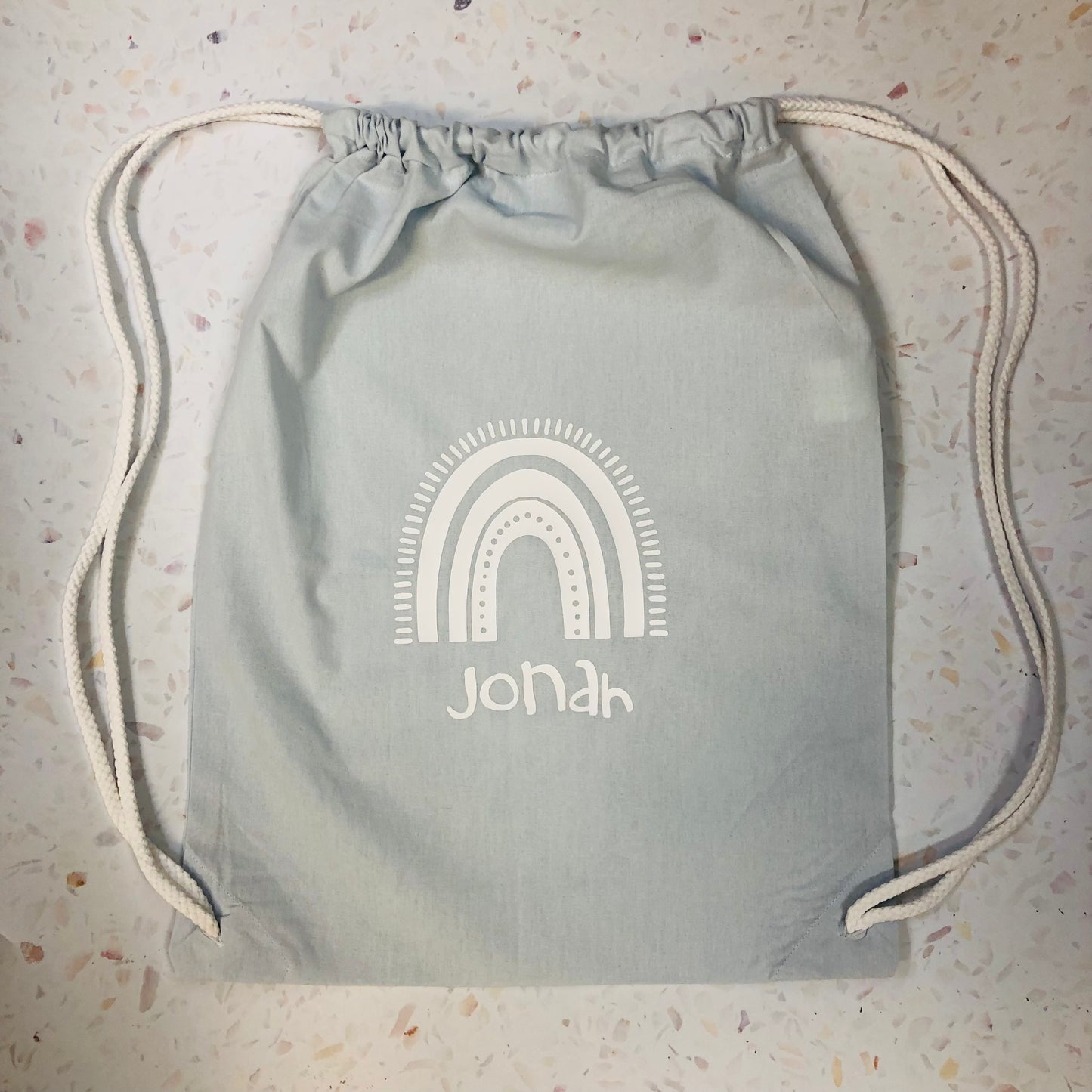 Turnbeutel Kita Kindergarten Stofftasche mit Name personalisiert Regenbogen