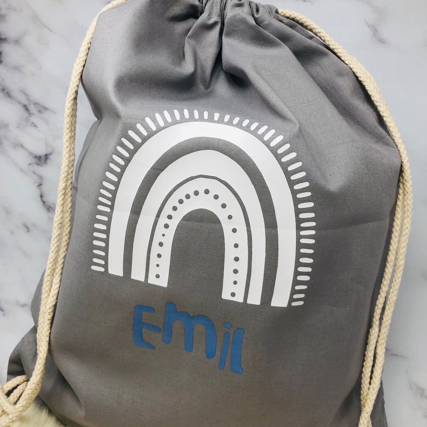 Turnbeutel Kita Kindergarten Stofftasche mit Name personalisiert Regenbogen