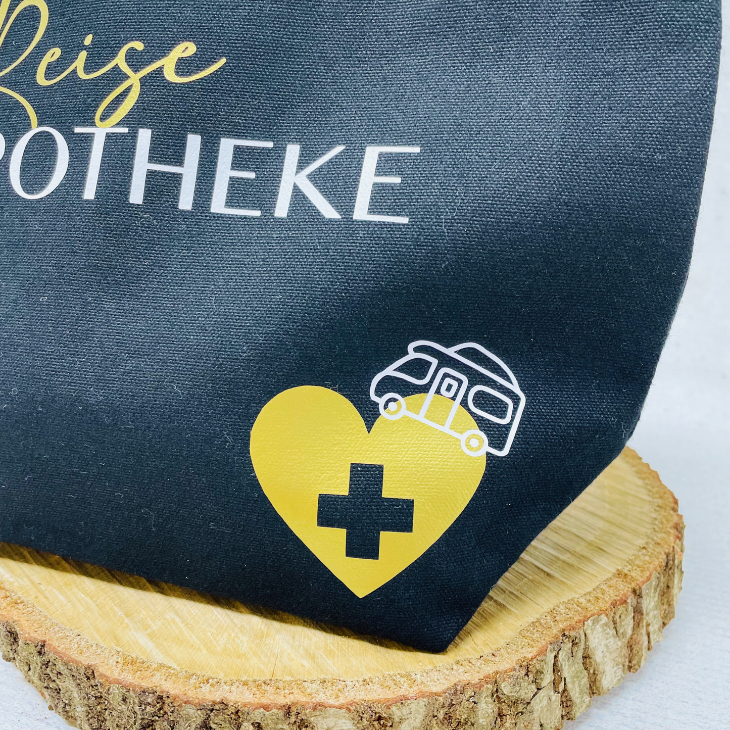 Personalisierte Kosmetiktasche aus Bio-Baumwollleinen – Perfekt als Reiseapotheke Design Wohnmobil