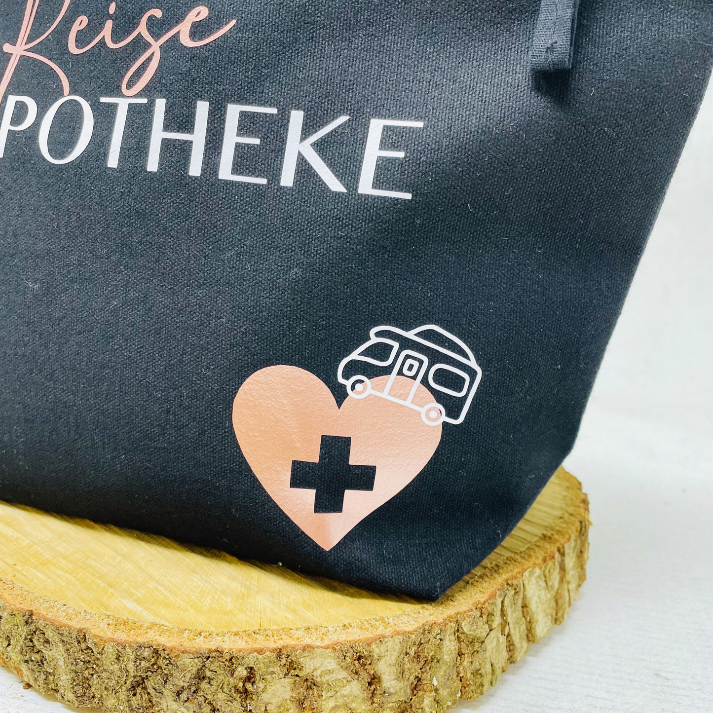Personalisierte Kosmetiktasche aus Bio-Baumwollleinen – Perfekt als Reiseapotheke Design Wohnmobil