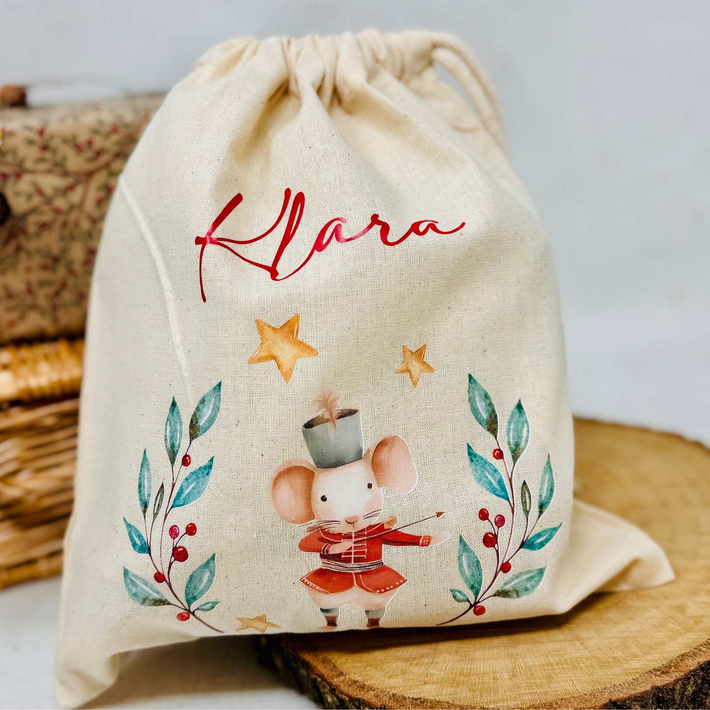 Nussknacker und Mäusekönig - Baumwoll-Säckchen personalisiert für Nikolaus & Weihnachten