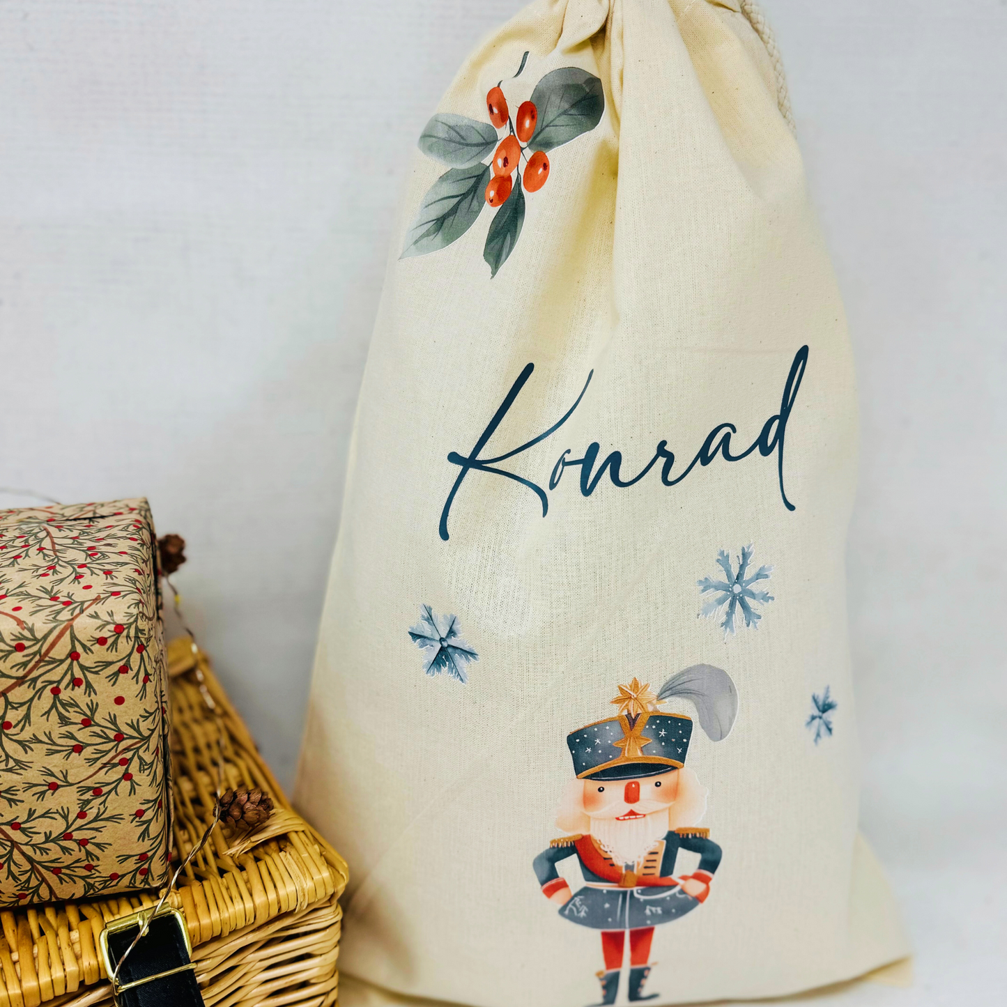 Nussknacker und Mäusekönig - Baumwoll-Säckchen personalisiert für Nikolaus & Weihnachten