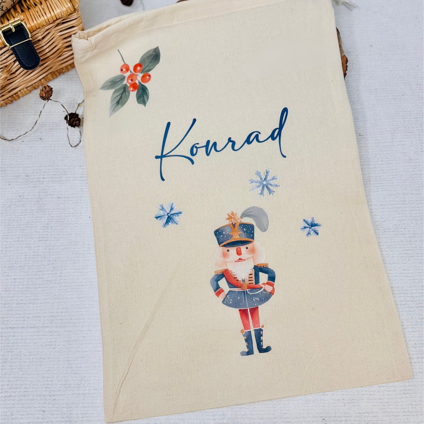 Nussknacker und Mäusekönig - Baumwoll-Säckchen personalisiert für Nikolaus & Weihnachten
